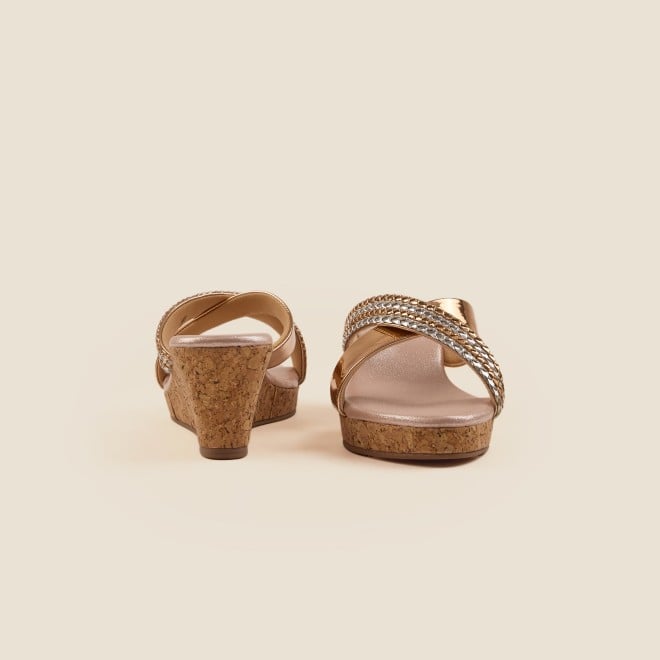 Mochi Women Antique-Gold Casual Slip Ons (SKU: 34-1-28-36)