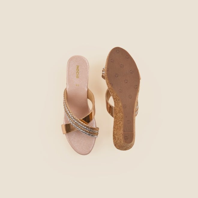 Mochi Women Antique-Gold Casual Slip Ons (SKU: 34-1-28-36)