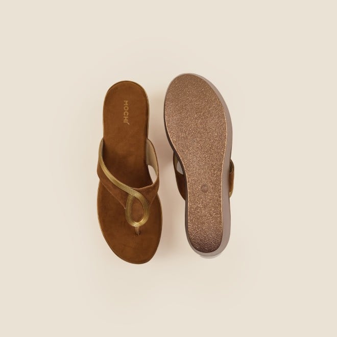 Mochi Women Tan Casual Slip Ons (SKU: 34-113-23-36)