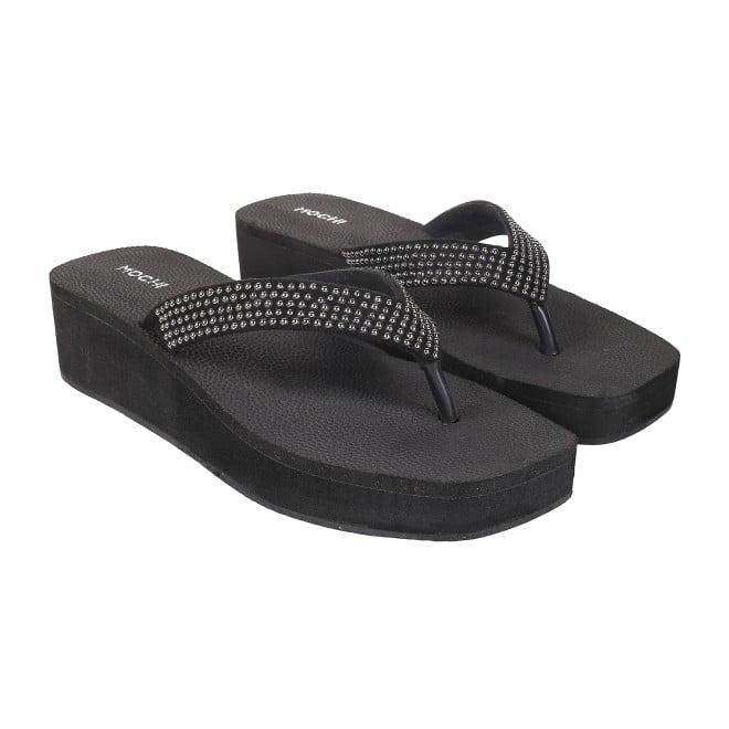 Mochi Women Black Casual Sandals