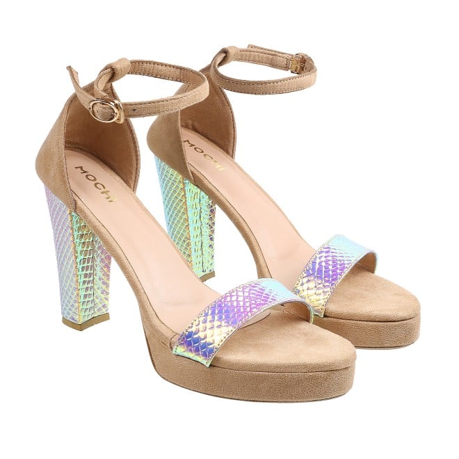 Mochi Women Beige Party Sandals