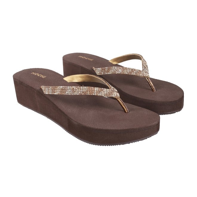 Mochi Women Antique-Gold Casual Sandals