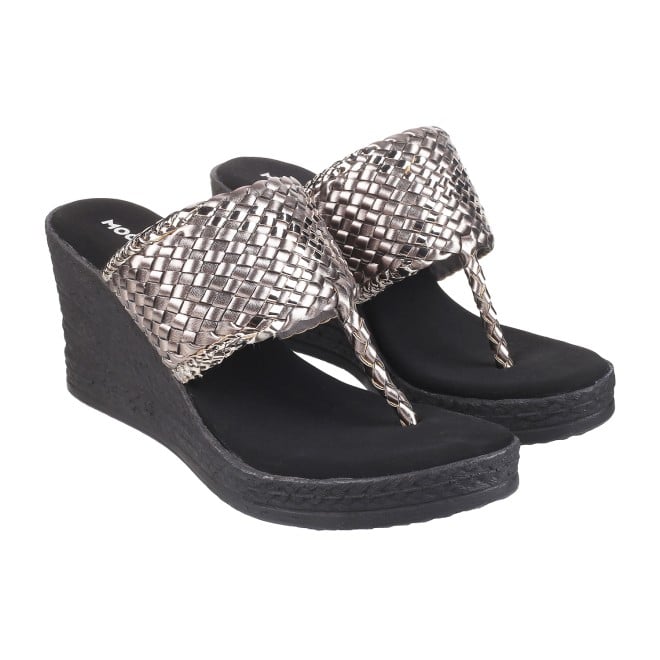 Mochi Women Gun-Metal Casual Sandals