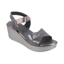 Women Gun-Metal Casual Sandals