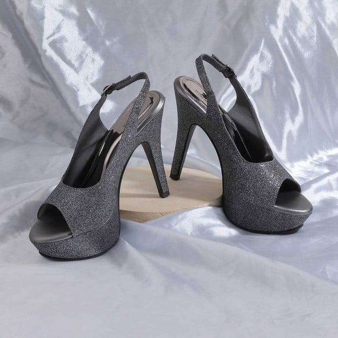 Mochi Women Gun-Metal Party Sandals