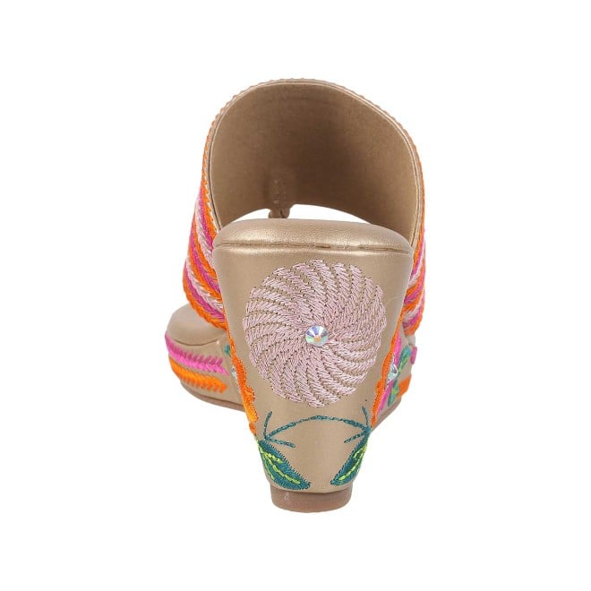 Mochi Women Gold Ethnic Sandals (SKU: 34-198-15-36)