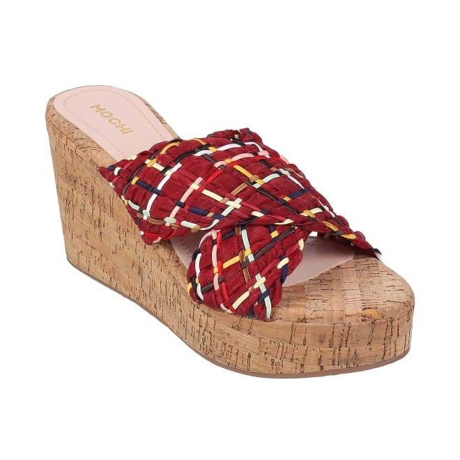 Mochi Women Maroon Casual Slip Ons (SKU: 34-213-44-38)