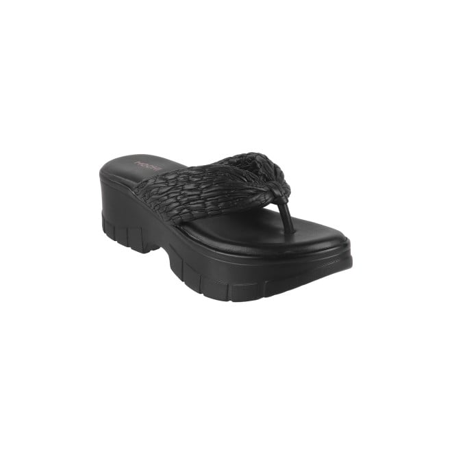 Mochi Women Black Casual Slip Ons