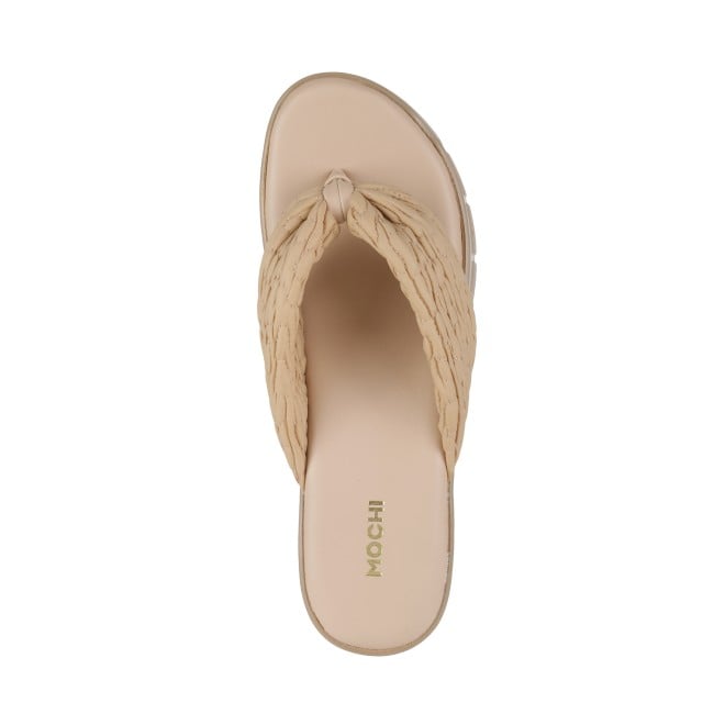 Mochi Women Beige Casual Slip Ons (SKU: 34-240-20-36)