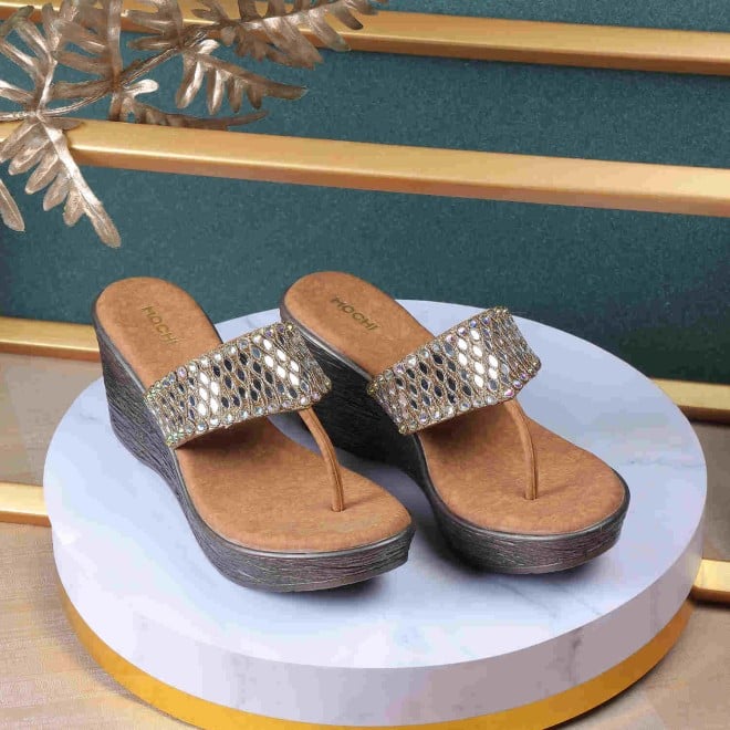 Mochi Women Antic-gold Casual Slippers (SKU: 34-247-28-36)