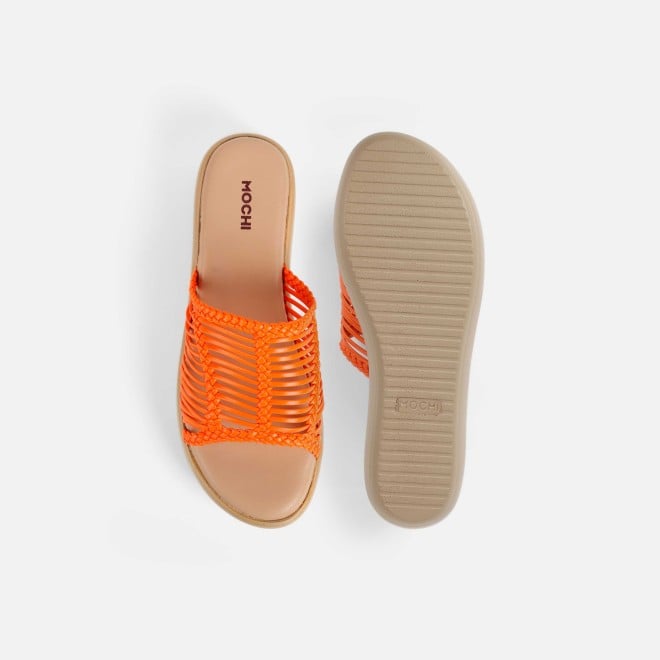 Mochi Women Orange Casual Slip Ons (SKU: 34-251-25-36)