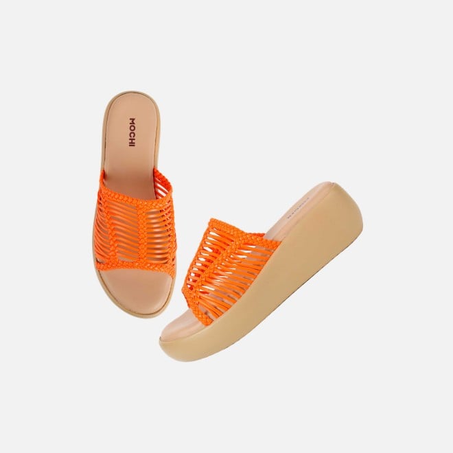 Mochi Women Orange Casual Slip Ons (SKU: 34-251-25-36)