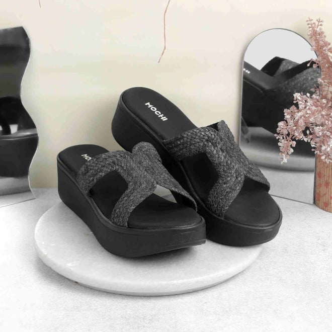 Mochi Women Black Casual Slides (SKU: 34-258-11-36)