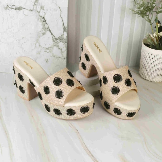 Mochi Women Beige Casual Mules (SKU: 34-277-20-38)
