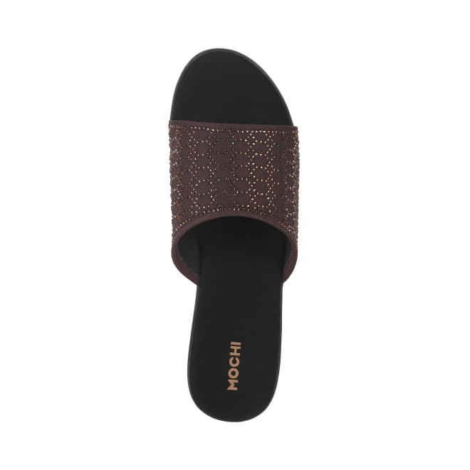 Mochi Women Brown Casual Slip Ons (SKU: 34-279-12-36)