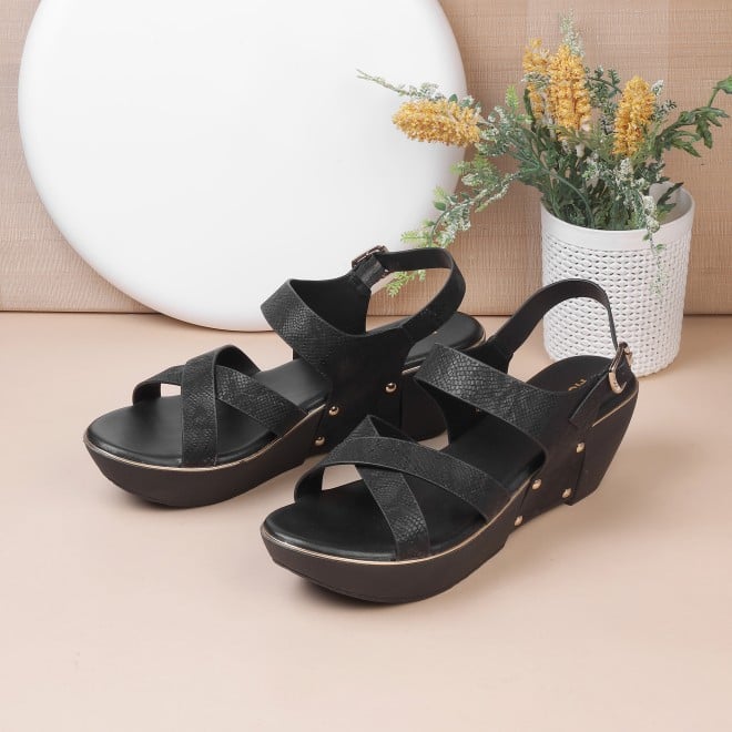 Mochi Women Black Casual Sandals