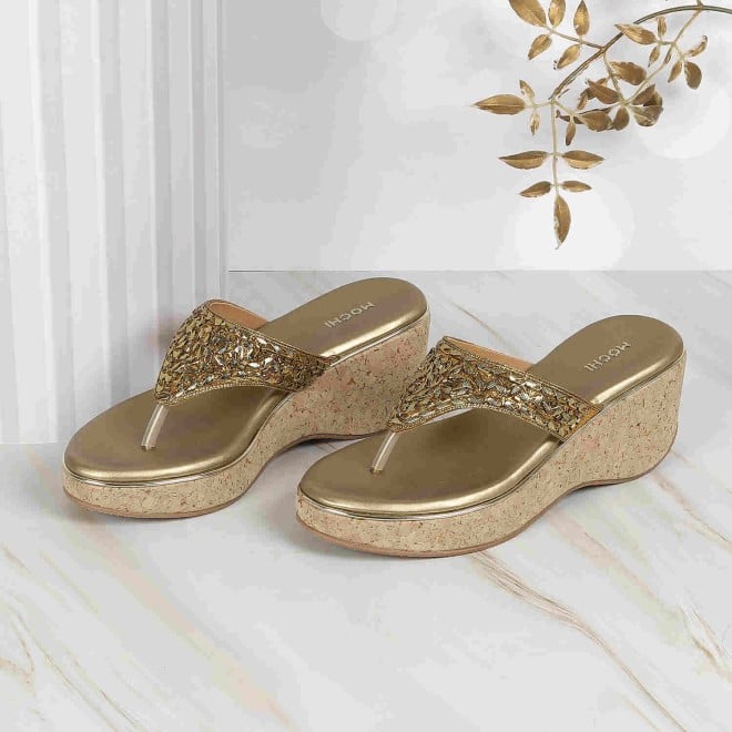 Mochi Women Antic-gold Casual Pumps