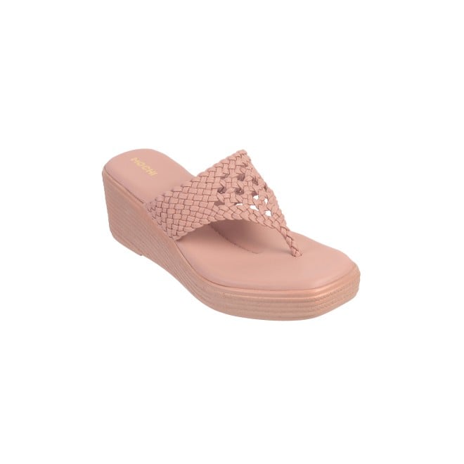 Mochi Women Peach Ethnic Slip Ons