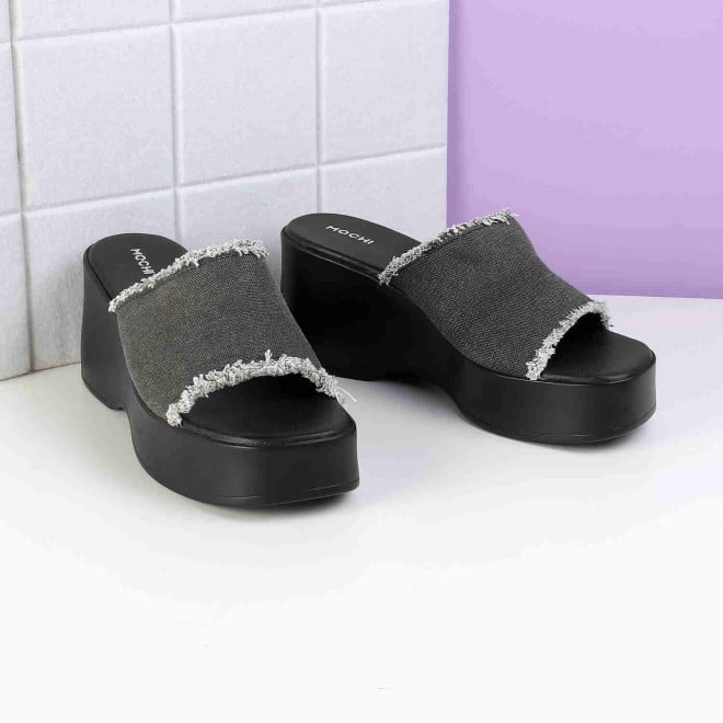 Mochi Women Black Casual Slip Ons (SKU: 34-298-11-38)