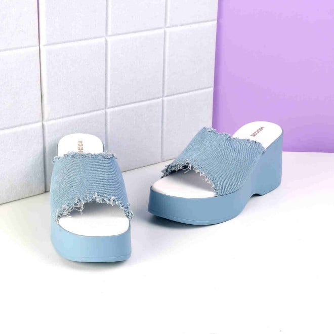 Mochi Women Blue Casual Slip Ons (SKU: 34-298-45-36)