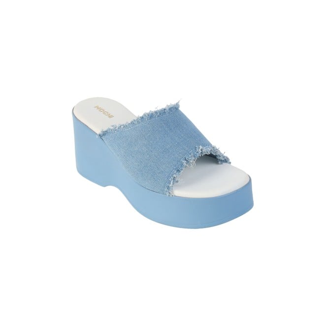 Mochi Women Blue Casual Slip Ons (SKU: 34-298-45-36)