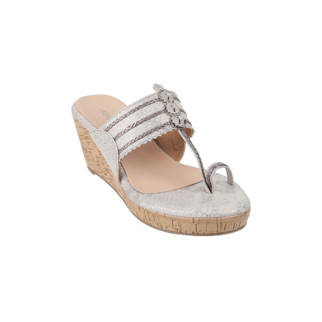 Mochi Women Grey Ethnic Kolhapuris (SKU: 34-30-14-36)