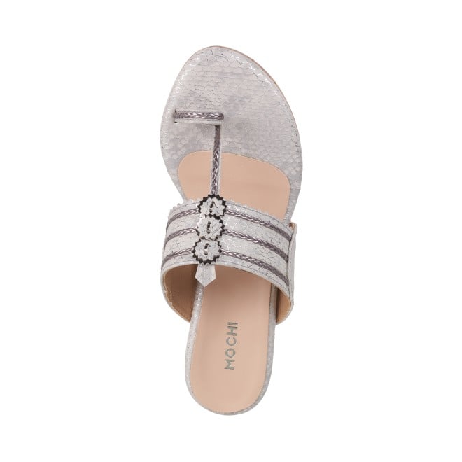 Mochi Women Grey Ethnic Kolhapuris (SKU: 34-30-14-36)