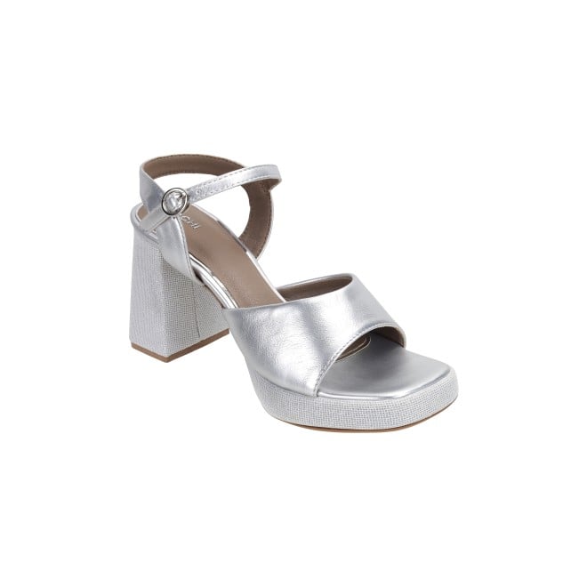 Mochi Women Silver Party Sandals