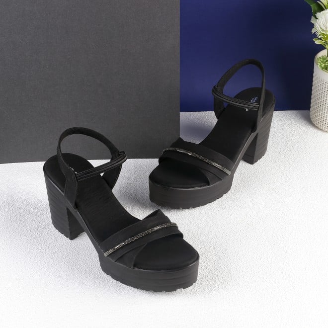 Mochi Women Black Casual Sandals