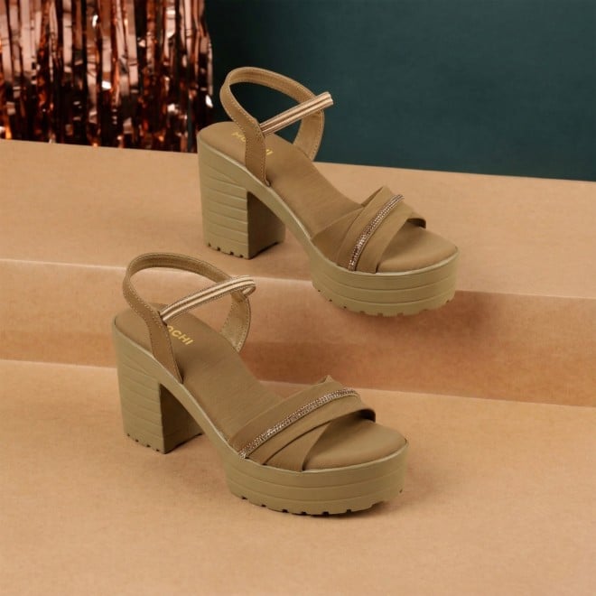 Mochi Women Beige-red Casual Sandals