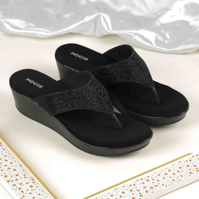 Mochi Women Black Casual Slip Ons (SKU: 34-316-11-36)