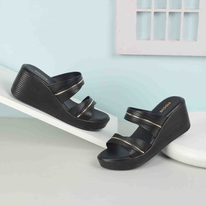 Mochi Women Black Casual Slip Ons