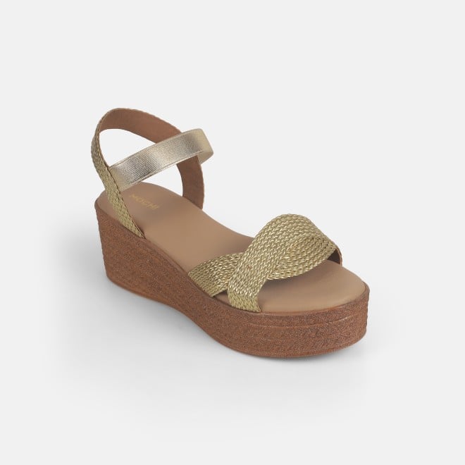 Mochi Women Gold Casual Sandals
