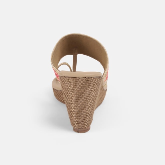 Mochi Women Beige Ethnic Slip Ons (SKU: 34-357-20-36)