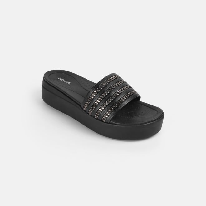 Mochi Women Black Casual Slip Ons