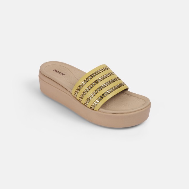 Mochi Women Yellow Casual Slip Ons