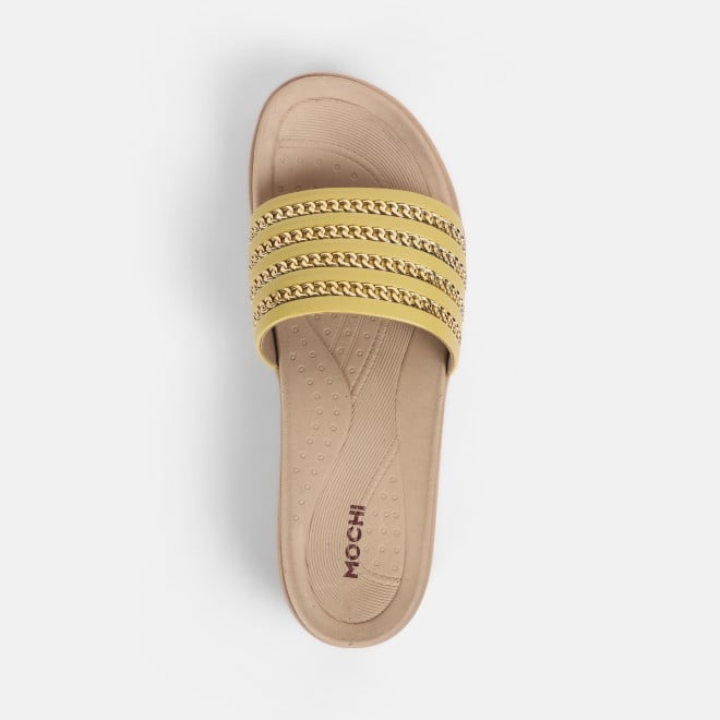 Mochi Women Yellow Casual Slip Ons (SKU: 34-360-33-36)