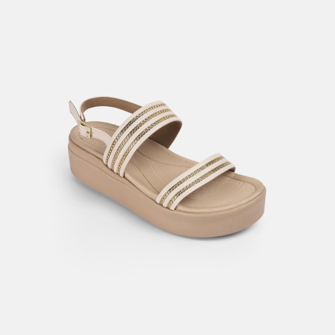 Mochi Women Beige Casual Sandals