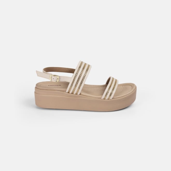 Mochi Women Beige Casual Sandals (SKU: 34-361-20-36)