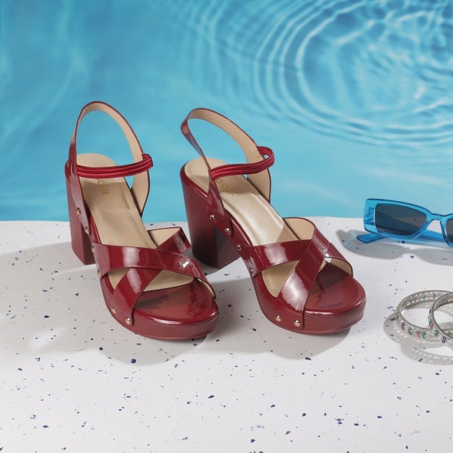 Mochi Women Wine Casual Sandals (SKU: 34-362-58-36)