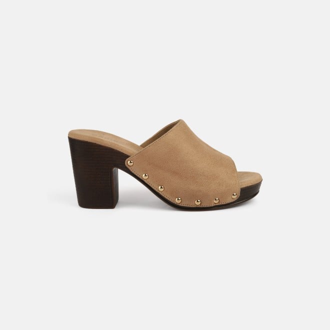 Mochi Women Beige Casual Slippers (SKU: 34-363-20-36)