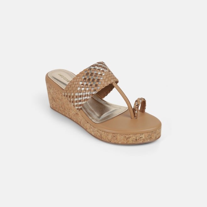 Mochi Women Tan Ethnic Slip Ons