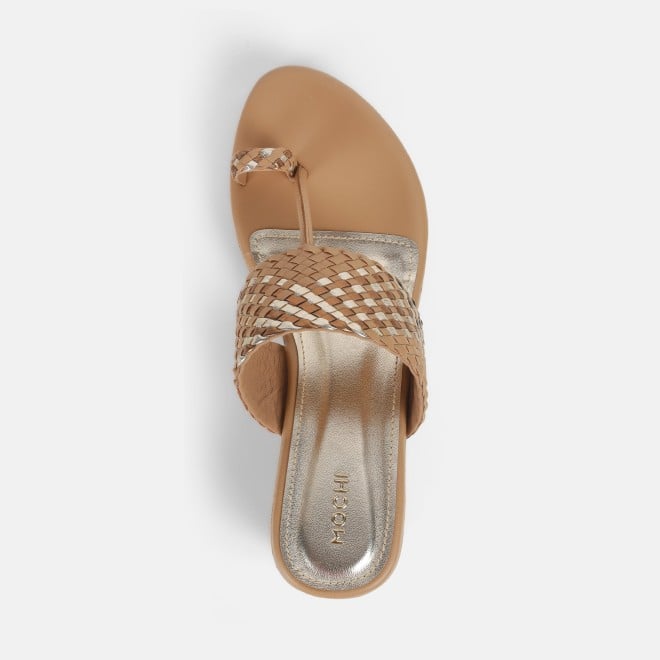 Mochi Women Tan Ethnic Slip Ons (SKU: 34-366-23-36)