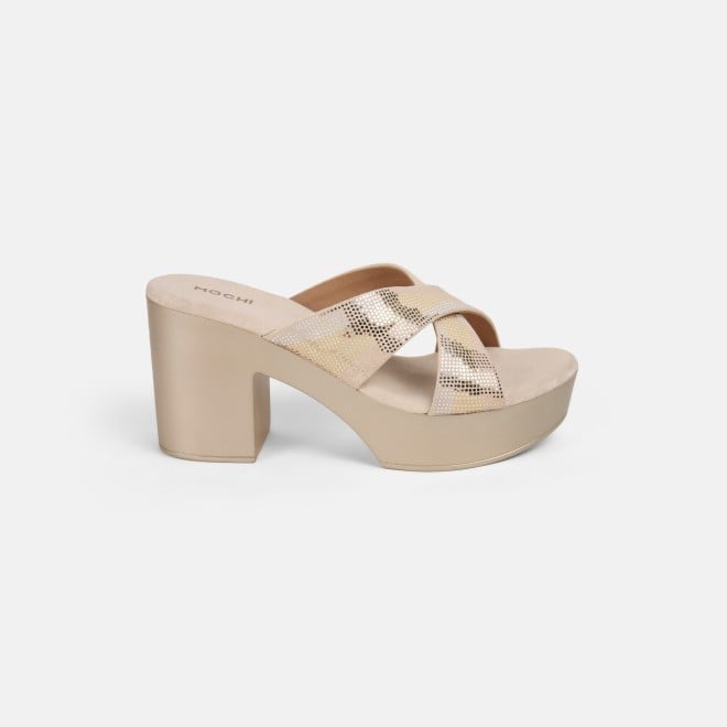 Mochi Women Gold Casual Slip Ons (SKU: 34-375-15-36)