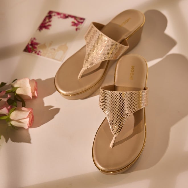 Mochi Women Gold Casual Slip Ons (SKU: 34-377-15-36)