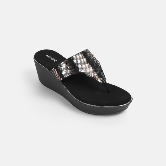 Mochi Women Black Casual Slip Ons