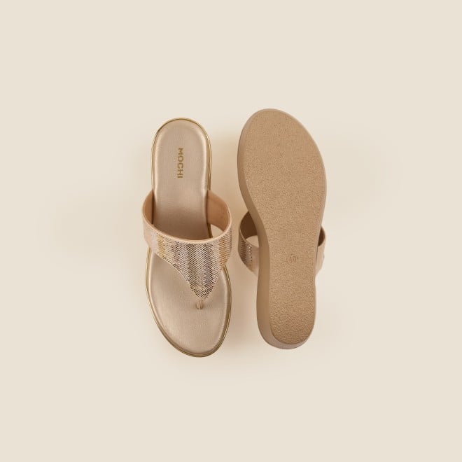 Mochi Women Gold Casual Slip Ons (SKU: 34-377-15-36)