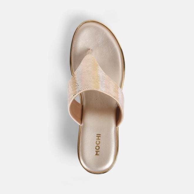 Mochi Women Gold Casual Slip Ons (SKU: 34-377-15-36)