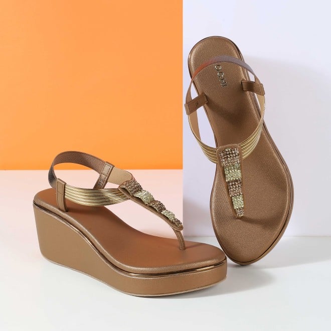 Mochi Women Antic-gold Casual Sandals
