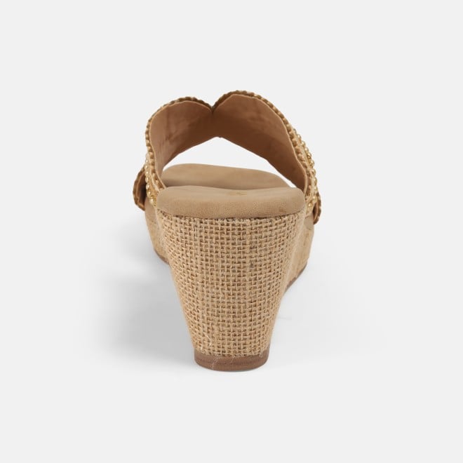 Mochi Women Beige Ethnic Slip Ons (SKU: 34-385-20-36)